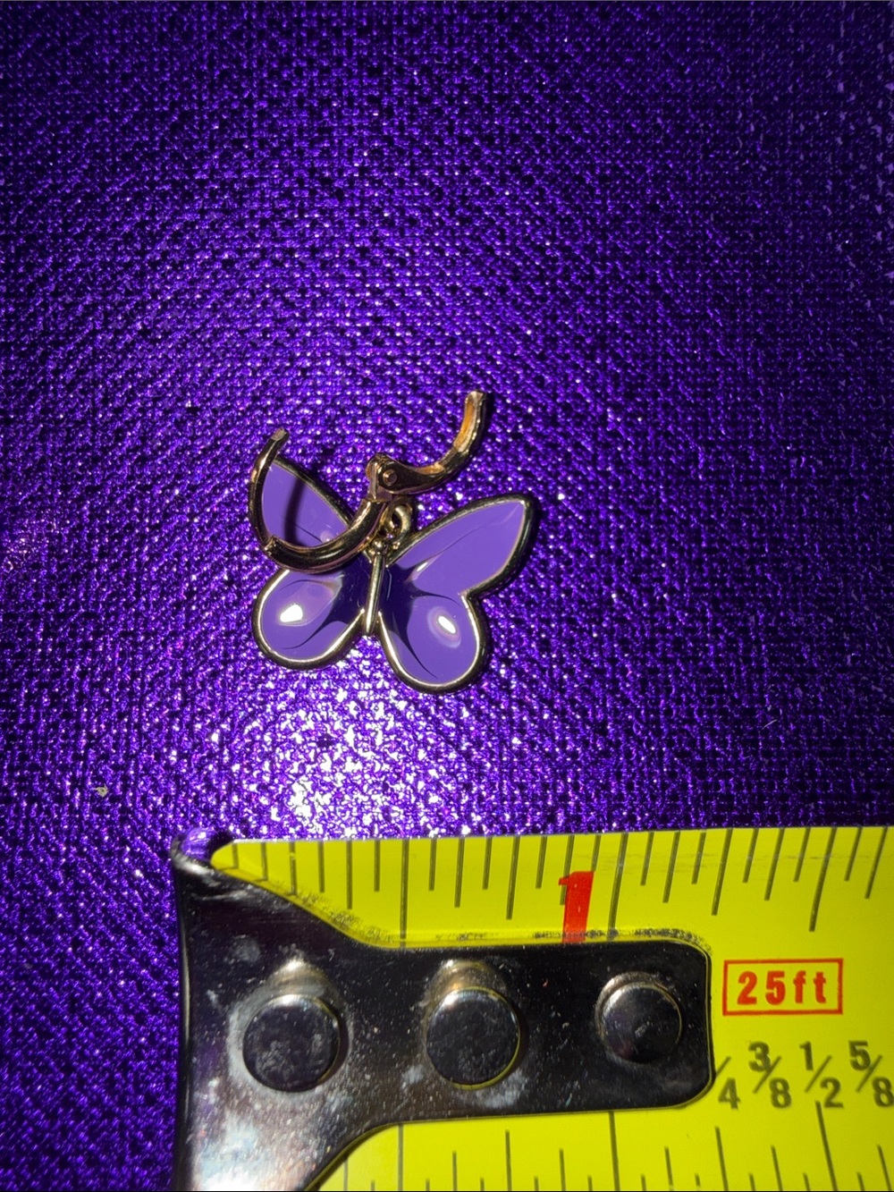 Gold-Tone Purple Butterfly Hoop Earrings